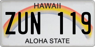 HI license plate ZUN119