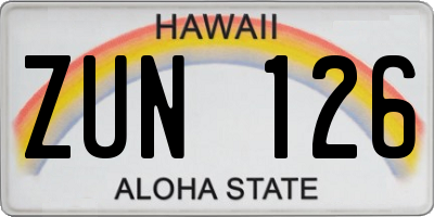HI license plate ZUN126