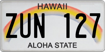 HI license plate ZUN127