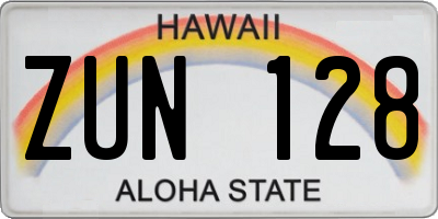 HI license plate ZUN128