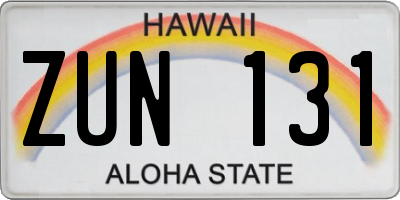 HI license plate ZUN131