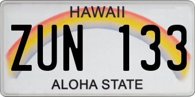 HI license plate ZUN133