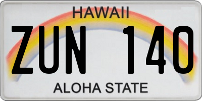 HI license plate ZUN140