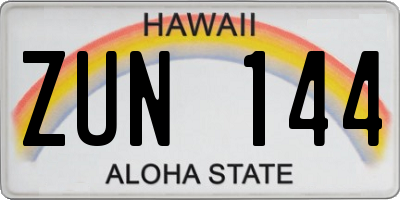 HI license plate ZUN144
