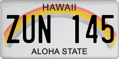 HI license plate ZUN145