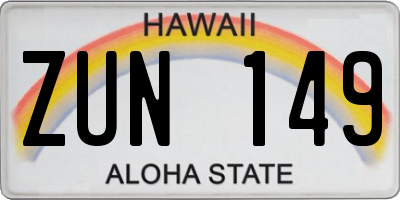 HI license plate ZUN149