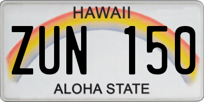 HI license plate ZUN150