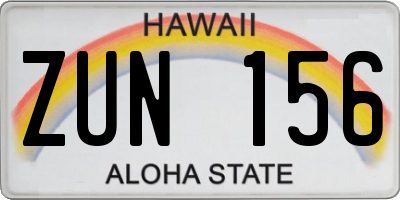 HI license plate ZUN156