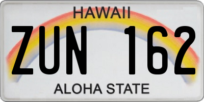 HI license plate ZUN162