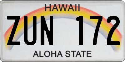 HI license plate ZUN172