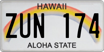 HI license plate ZUN174