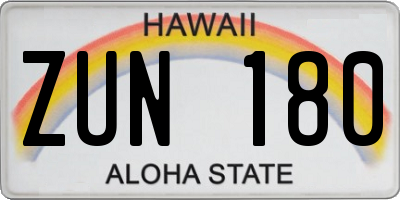 HI license plate ZUN180