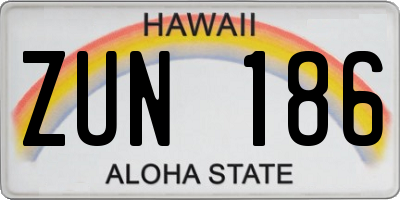HI license plate ZUN186