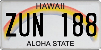 HI license plate ZUN188