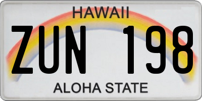 HI license plate ZUN198