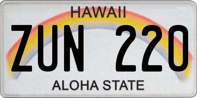 HI license plate ZUN220
