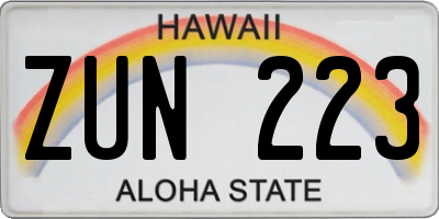 HI license plate ZUN223