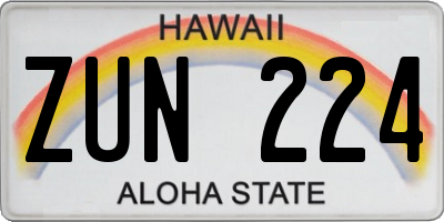 HI license plate ZUN224