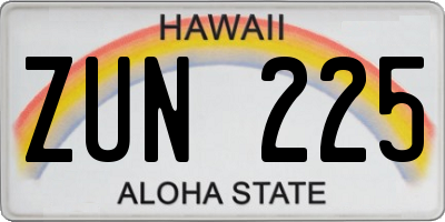 HI license plate ZUN225