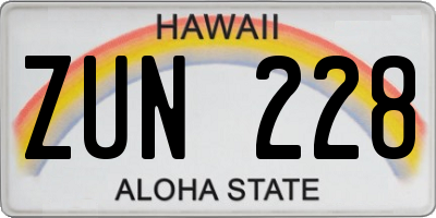 HI license plate ZUN228
