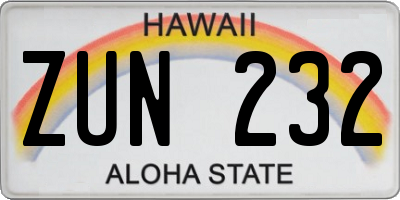 HI license plate ZUN232