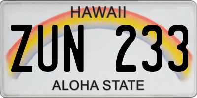 HI license plate ZUN233
