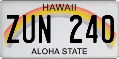 HI license plate ZUN240