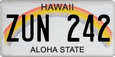HI license plate ZUN242