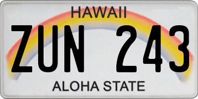 HI license plate ZUN243