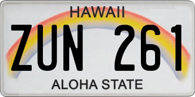 HI license plate ZUN261