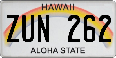 HI license plate ZUN262