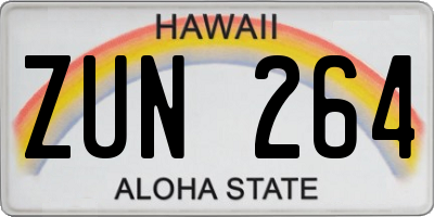 HI license plate ZUN264
