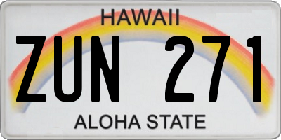 HI license plate ZUN271