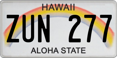 HI license plate ZUN277