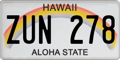 HI license plate ZUN278