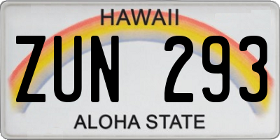 HI license plate ZUN293