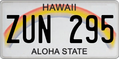HI license plate ZUN295