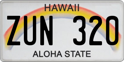 HI license plate ZUN320