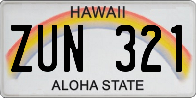 HI license plate ZUN321