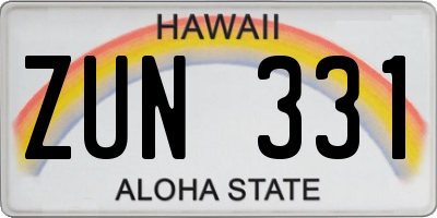 HI license plate ZUN331
