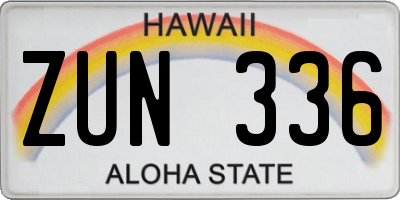HI license plate ZUN336