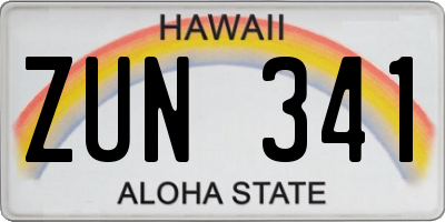 HI license plate ZUN341