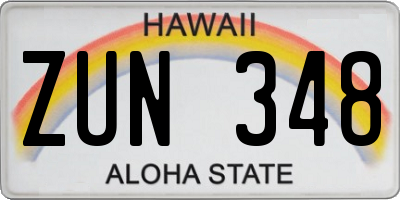 HI license plate ZUN348