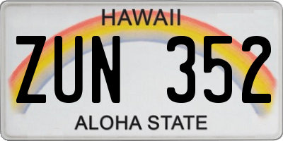 HI license plate ZUN352