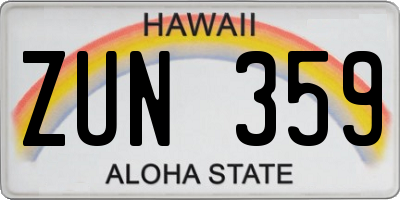HI license plate ZUN359
