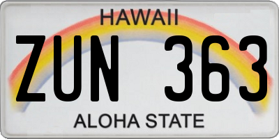 HI license plate ZUN363
