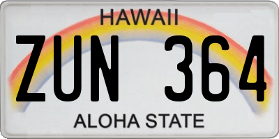 HI license plate ZUN364
