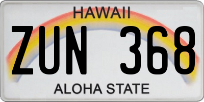 HI license plate ZUN368