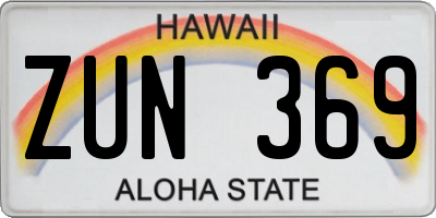 HI license plate ZUN369