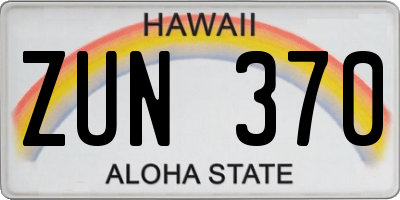 HI license plate ZUN370